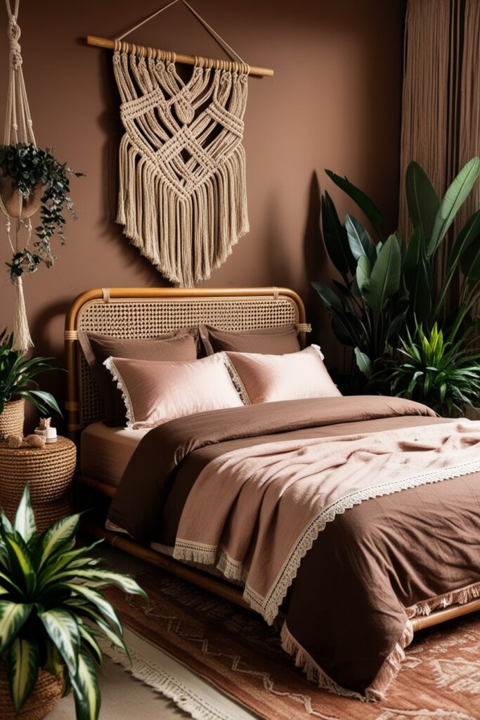 Bohemian-style brown bedroom