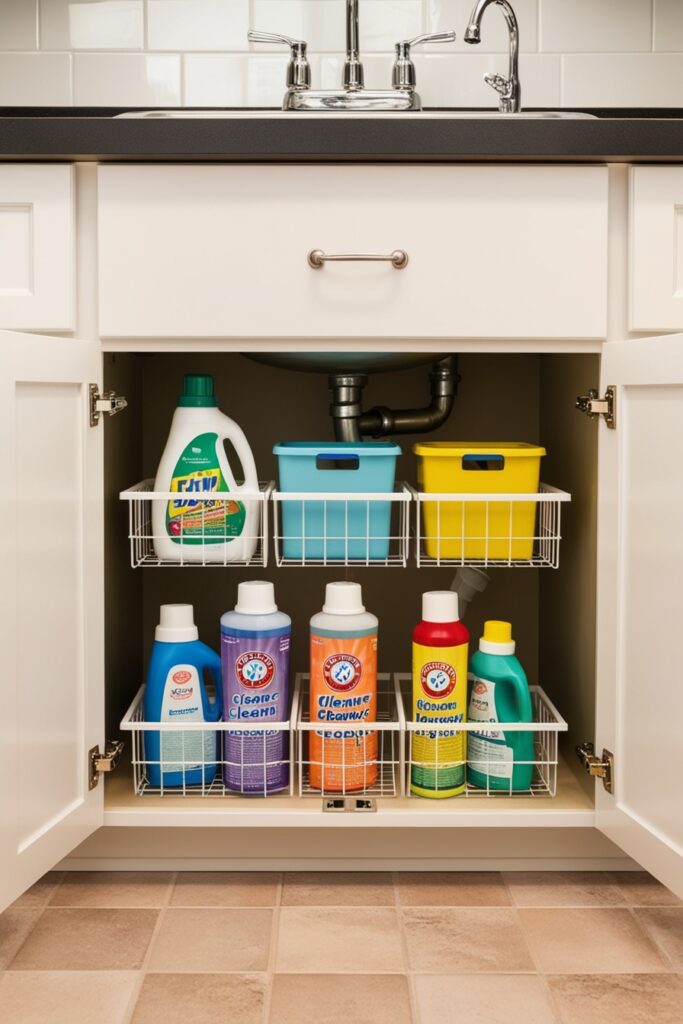 Cabinet under a laundry sink