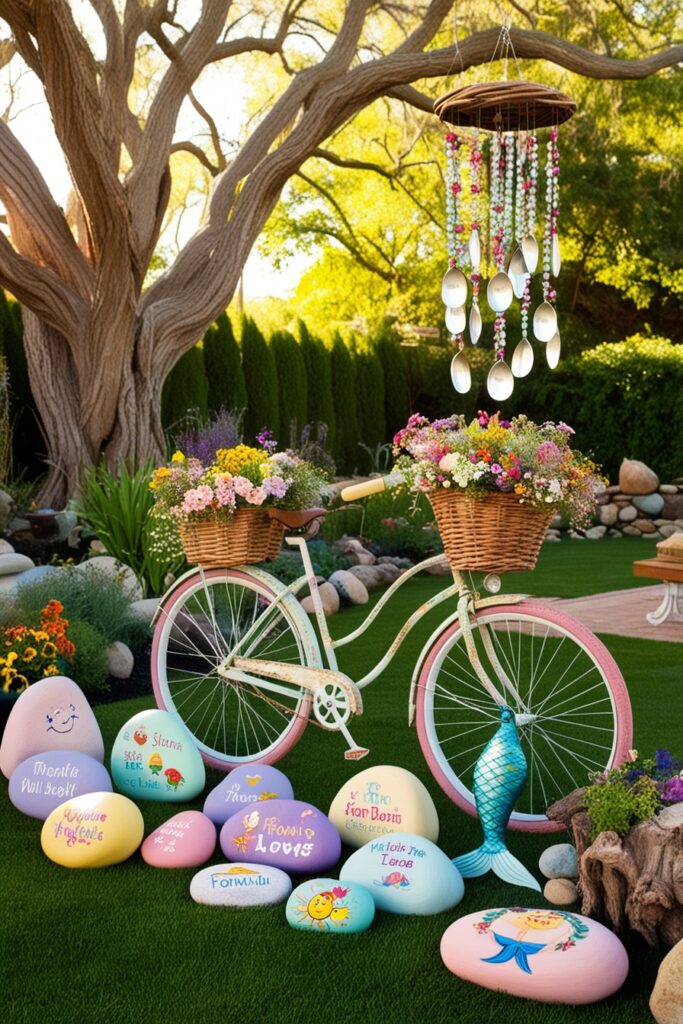 Old bicycle with a basket of flowers