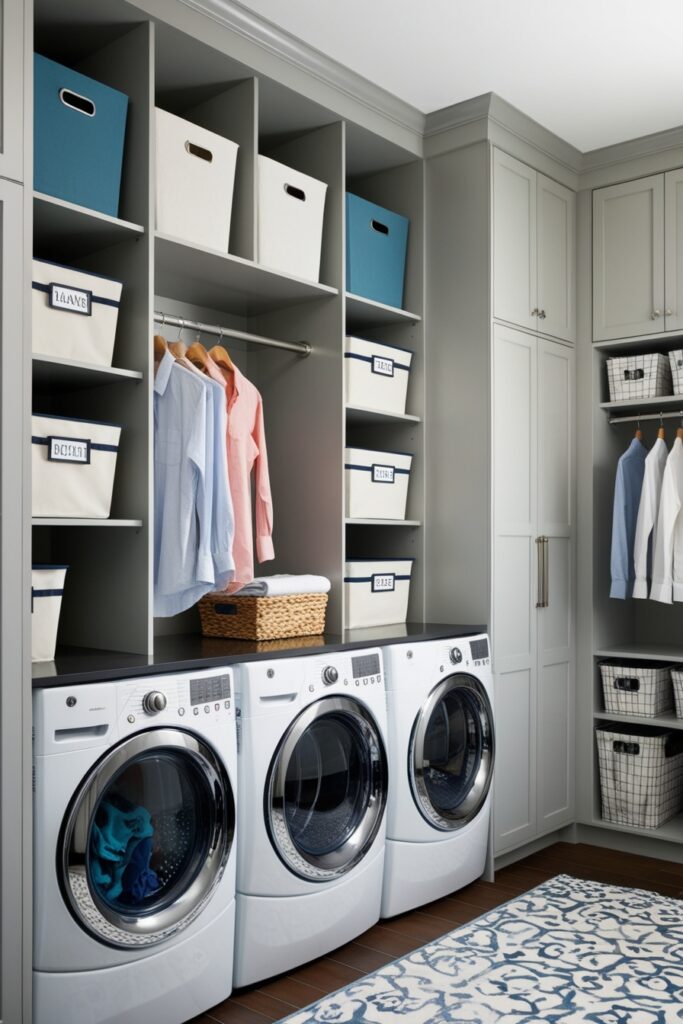 Tall laundry room shelving units