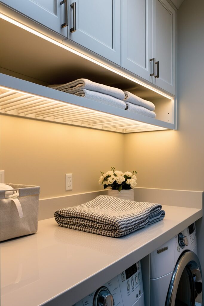 Under-shelf LED strip lighting