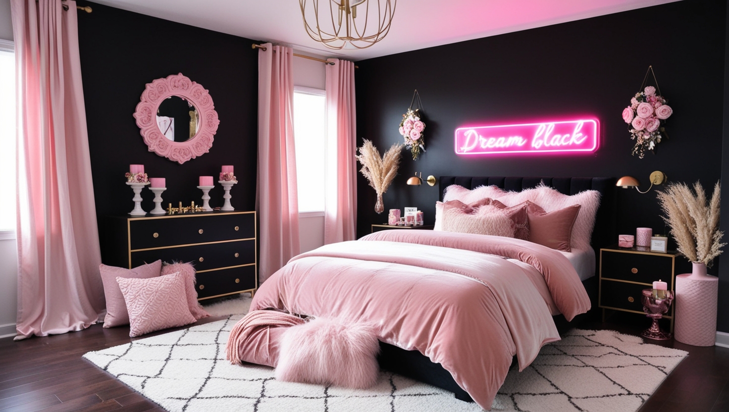 black and pink room
