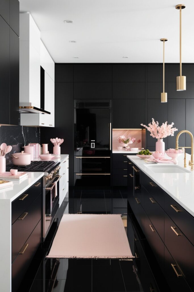 black-and-white kitchen
