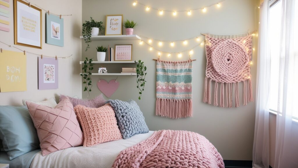 dorm room decorated wall