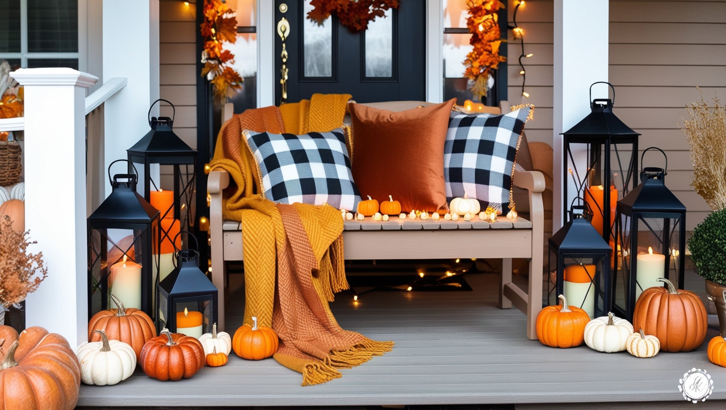 fall decorated front porch