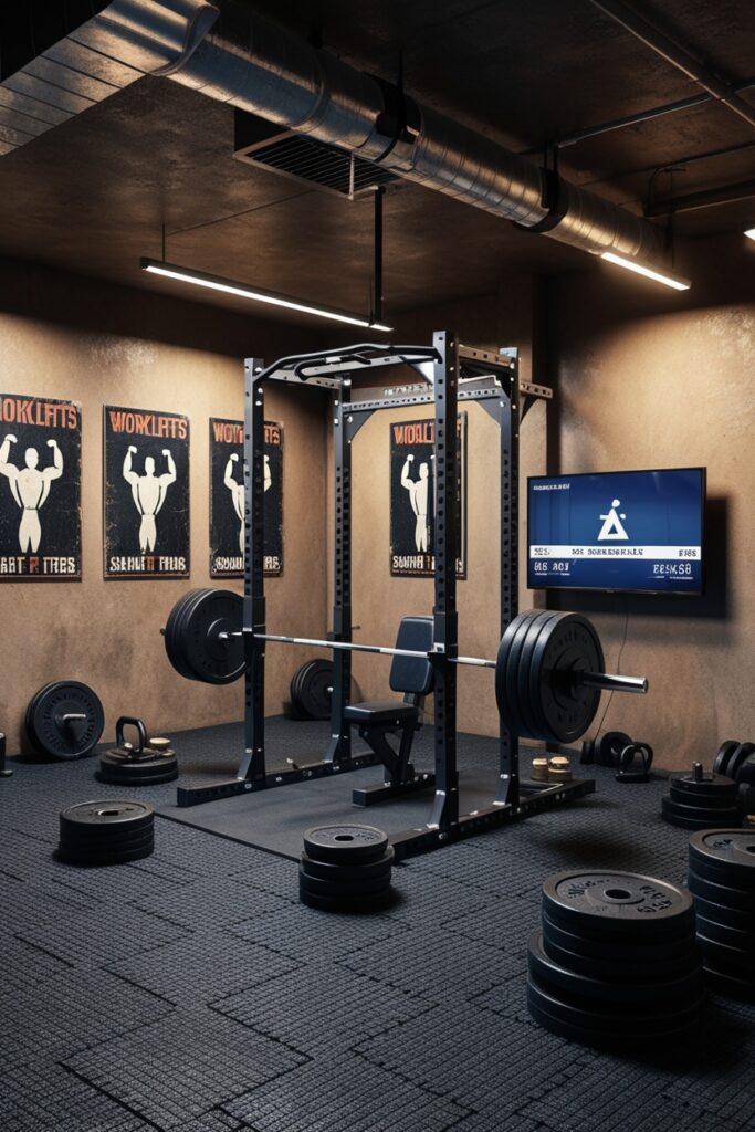 rugged basement gym