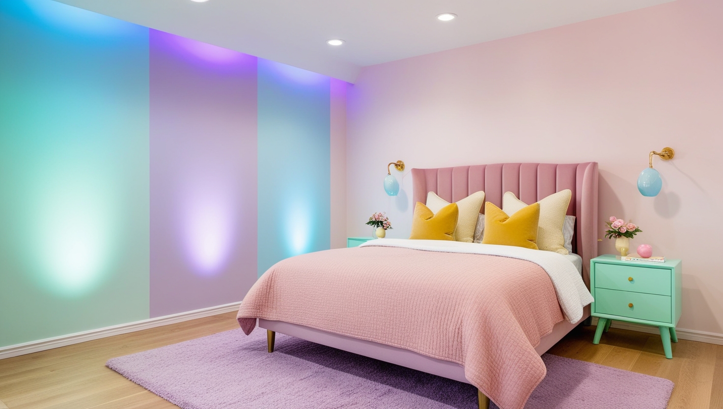 bedroom with beautiful lighting
