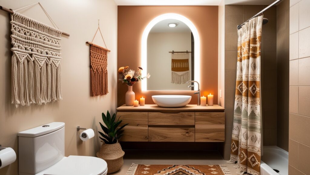 boho decorated bathroom