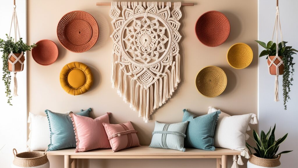 boho decorated wall
