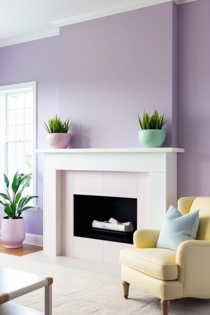 bright, airy living room featuring a floating mantel fireplace with a white smooth mantel