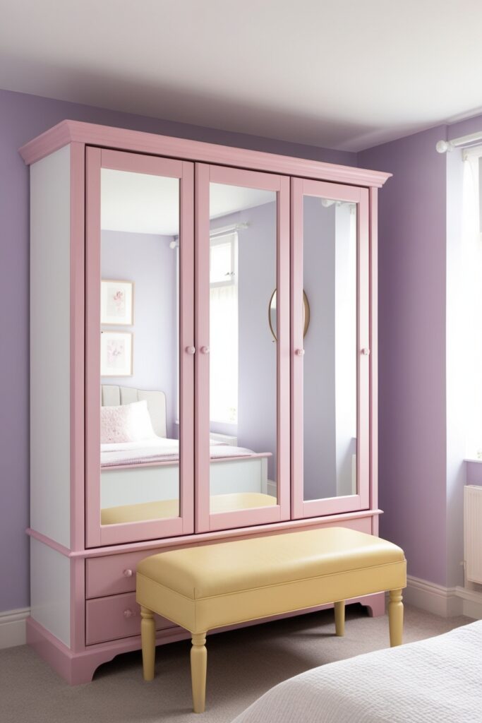 contemporary wardrobe with full-length mirror doors framed