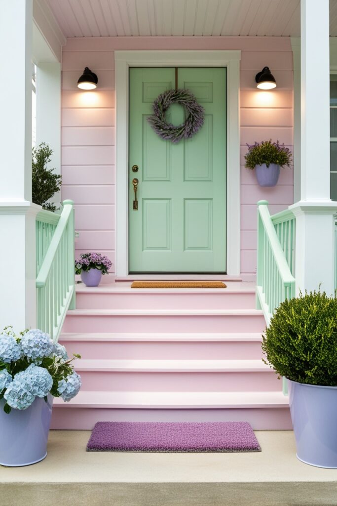 entry porch with subtle motion-sensor lights glowing automatically