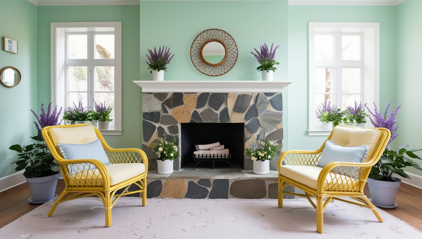 beautiful fireplace in living room