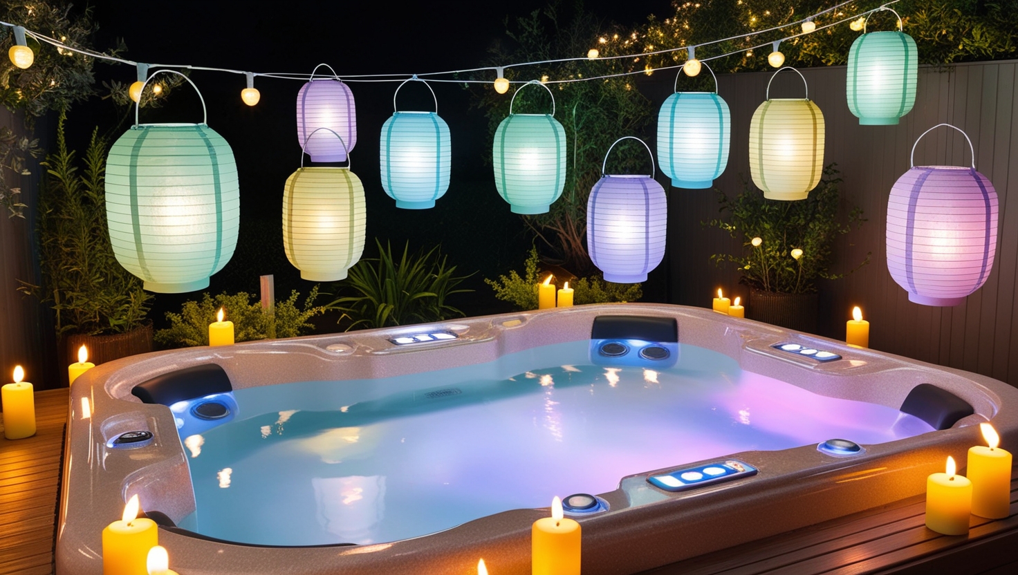 hot tub in backyard