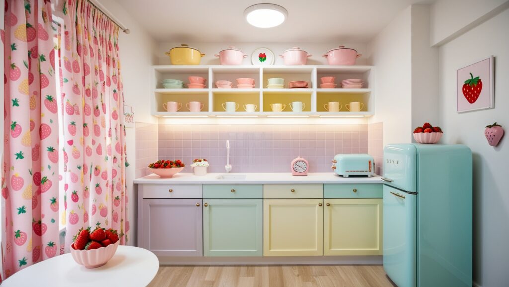 organized kitchen with cabinets