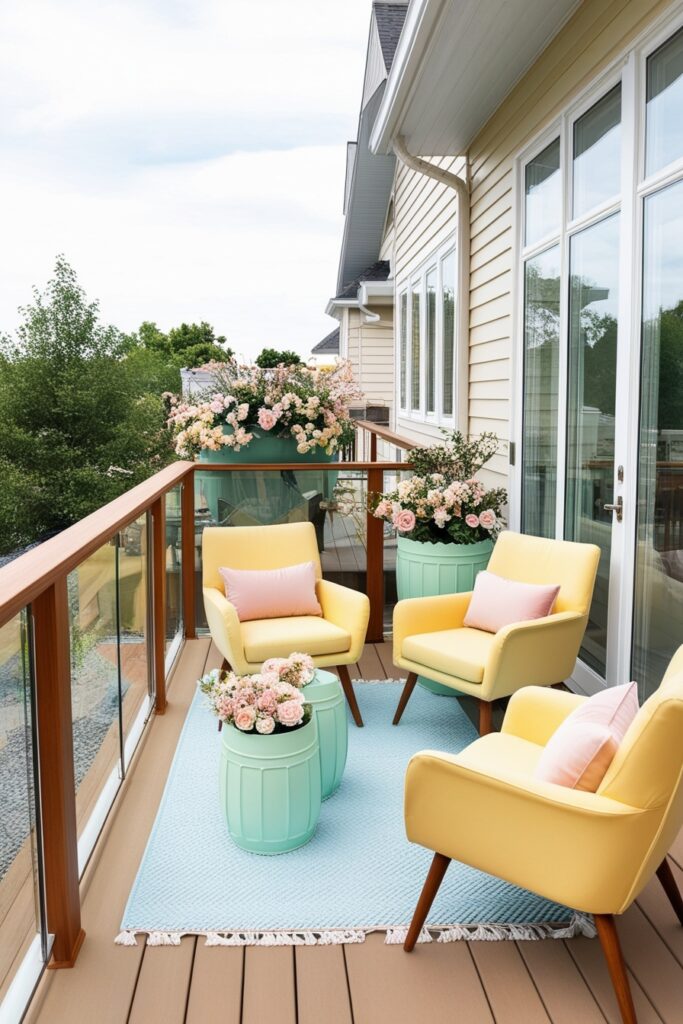 stylish deck with a mix of wood and glass railings