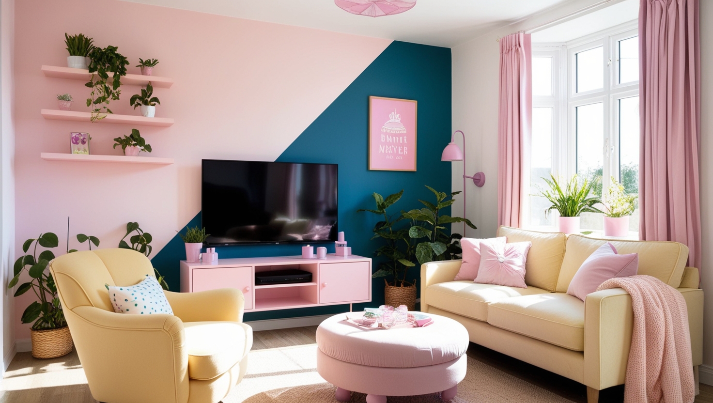 decorated TV wall in living room