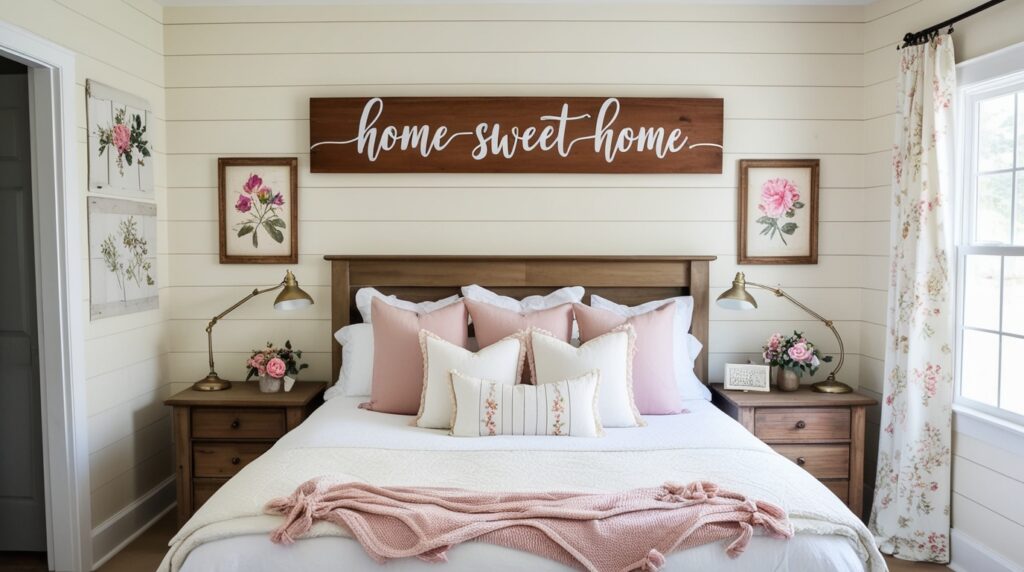 beautiful decorated farmhouse bedroom